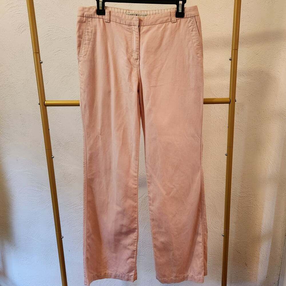 Tommy Hilfiger Women's Pink Cotton Linen Blend Casual Pants Size 8